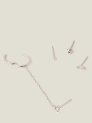 Accessorize Sterling Silver Plated Sparkle Chain and Studs 4 Pack - Image 2 of 3