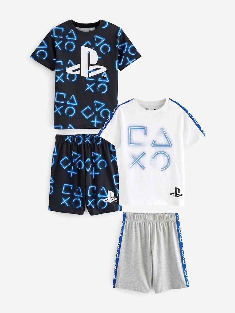 Blue/White Playstation Short Payjamas 2 Pack (5-16yrs) - Image 1 of 3