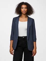 PIECES Grey Relaxed Ruched Sleeve Workwear Blazer - Image 1 of 6