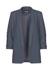PIECES Grey Relaxed Ruched Sleeve Workwear Blazer - Image 6 of 6