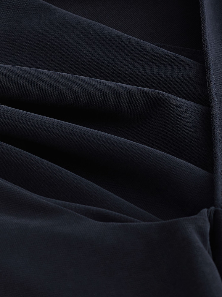 Navy Blue Wrap Neck Modal Rich Long Sleeve Top - Image 6 of 6
