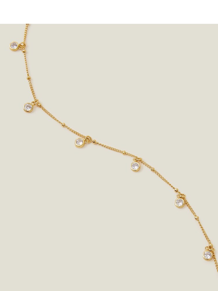 Accessorize 14ct Gold Plated Crystal Station Necklace - Image 2 of 3 Accessorize 14ct Gold Plated Crystal Station Necklace - Image 2 of 3