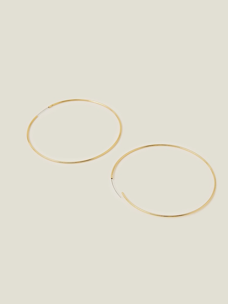 Accessorize 14ct Gold Plated Large Thin Hoops - Image 2 of 3