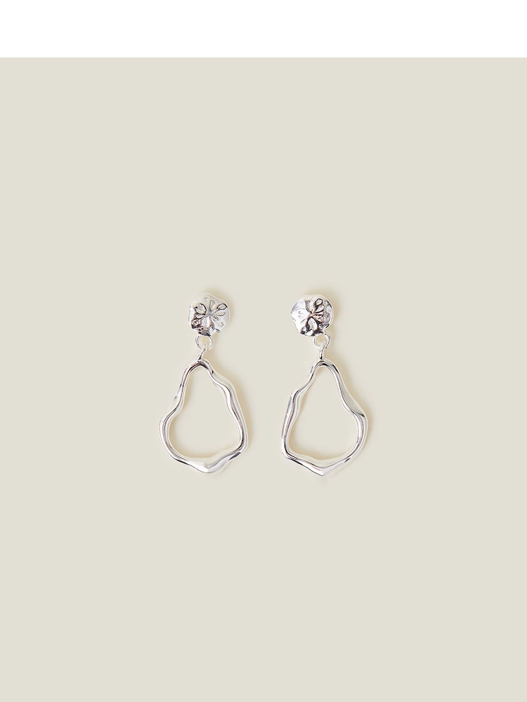 Accessorize Sterling Silver Plated Molten Drop Earrings - Image 1 of 3