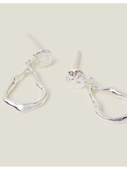 Accessorize Sterling Silver Plated Molten Drop Earrings - Image 2 of 3