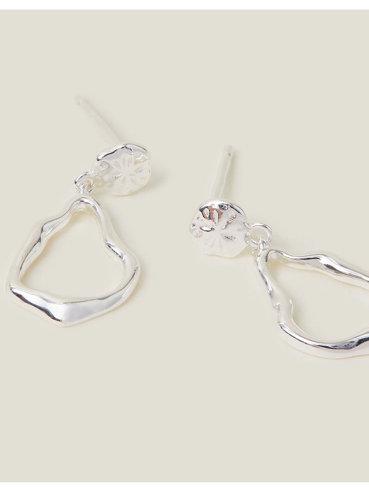Accessorize Sterling Silver Plated Molten Drop Earrings - Image 2 of 3