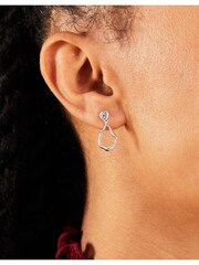 Accessorize Sterling Silver Plated Molten Drop Earrings - Image 3 of 3