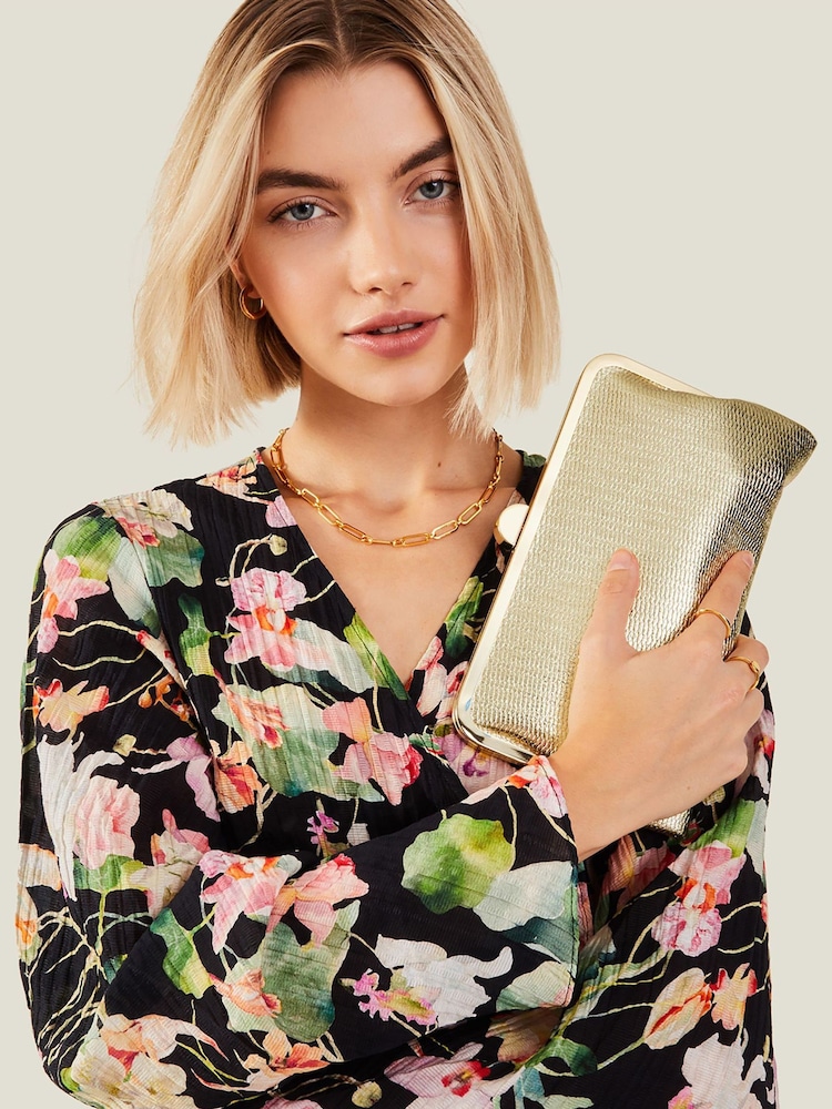 Accessorize Gold Clutch Bag - Image 1 of 4
