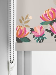 Sara Miller Pale Grey Peony Border Made to Measure Roller Blinds - Image 4 of 6