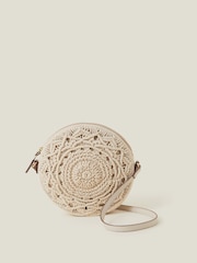 Accessorize Cream Macramé Circle Cross-Body Bag - Image 2 of 4