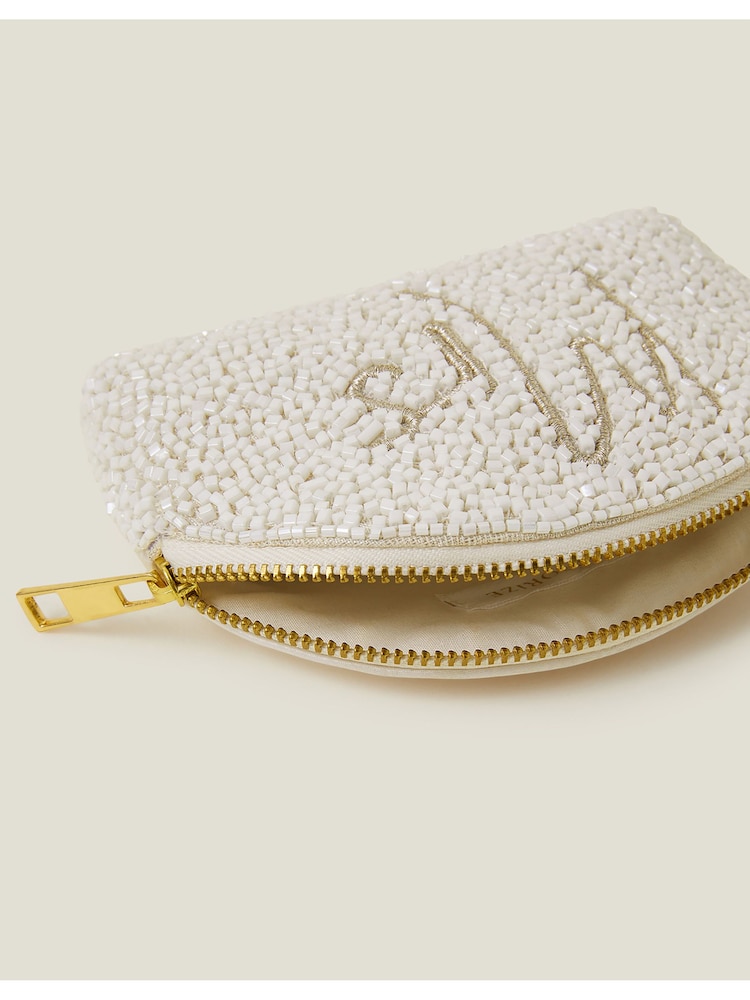 Accessorize Natural Bridal Hand-Beaded Mrs Purse - Image 3 of 3