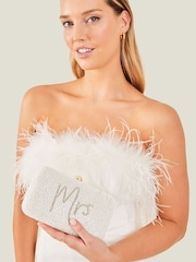 Accessorize Natural Bridal Mrs Hardcase Clutch Bag - Image 1 of 4