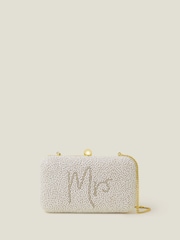 Accessorize Natural Bridal Mrs Hardcase Clutch Bag - Image 2 of 4
