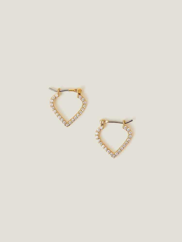 Accessorize 14ct Gold Plated Sparkle Mosaic Hoop Earrings - Image 1 of 3