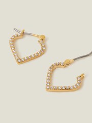 Accessorize 14ct Gold Plated Sparkle Mosaic Hoop Earrings - Image 2 of 3