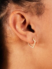 Accessorize 14ct Gold Plated Sparkle Mosaic Hoop Earrings - Image 3 of 3