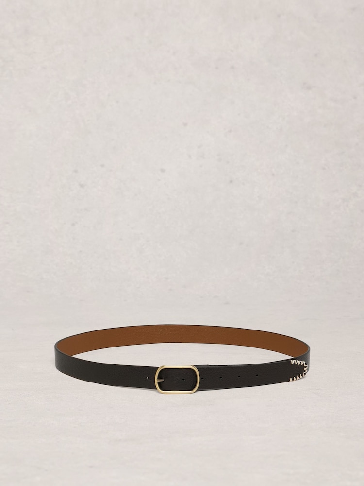 White Stuff Black Chrome Reversible Leather Belt - Image 2 of 3 White Stuff Black Chrome Reversible Leather Belt - Image 2 of 3