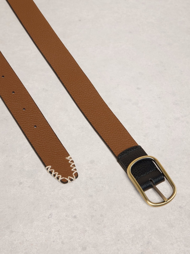 White Stuff Black Chrome Reversible Leather Belt - Image 3 of 3 White Stuff Black Chrome Reversible Leather Belt - Image 3 of 3