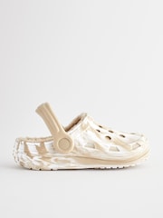 Neutral Marble Faux Fur Lined Clog Slippers - Image 2 of 5