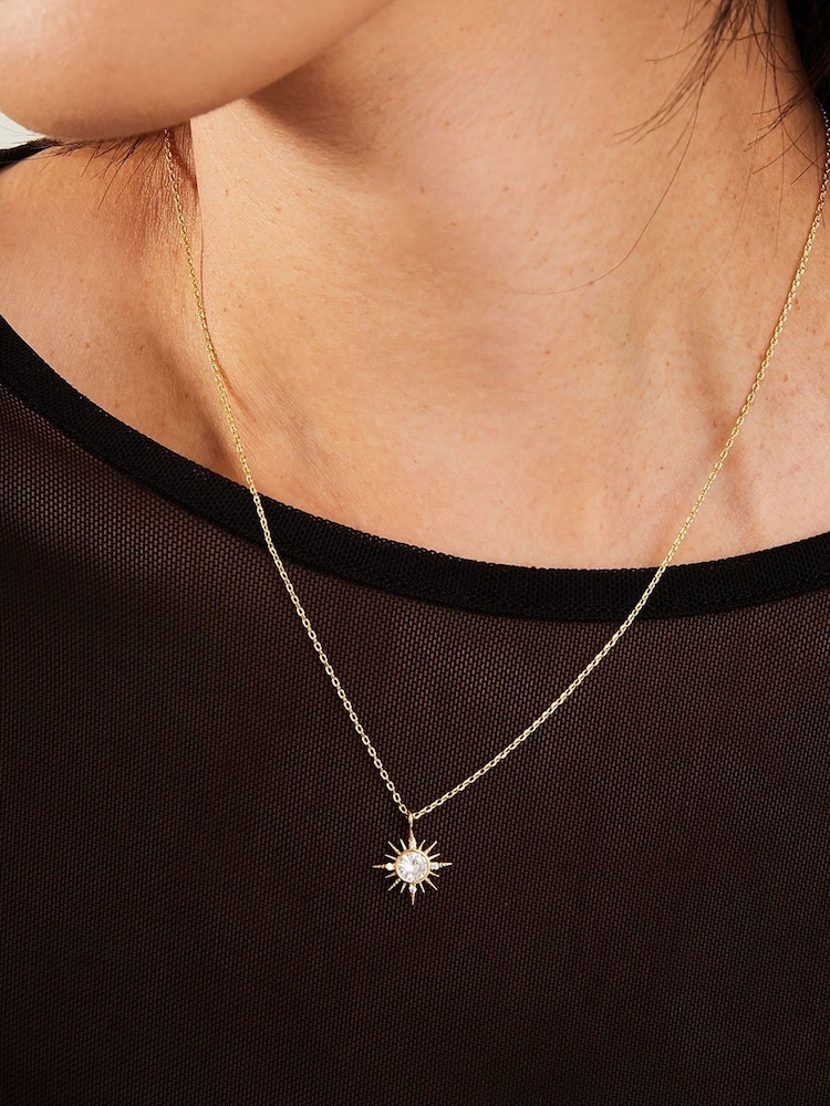 Accessorize 14ct Gold Plated Sparkle Star Pendant Necklace - Image 3 of 3
