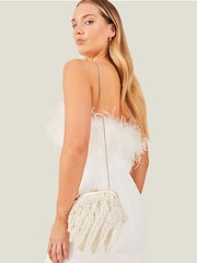 Accessorize Natural Bridal Pearl Tassel Clutch Bag - Image 1 of 4