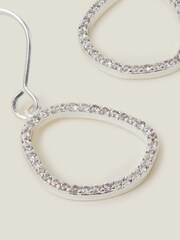 Accessorize Sterling Silver Plated Sparkle Pebble Hoops - Image 2 of 2