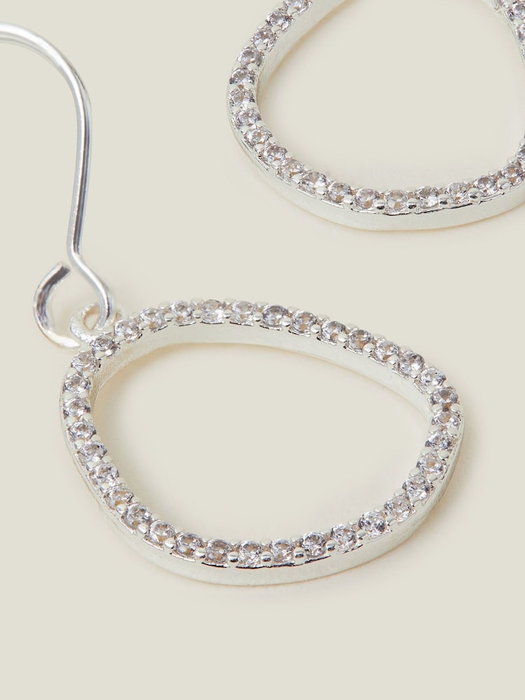 Accessorize Sterling Silver Plated Sparkle Pebble Hoops - Image 2 of 2