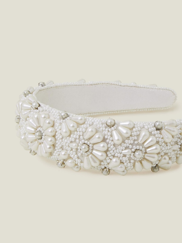 Accessorize Natural Pearl Scallop Headband - Image 2 of 2 Accessorize Natural Pearl Scallop Headband - Image 2 of 2