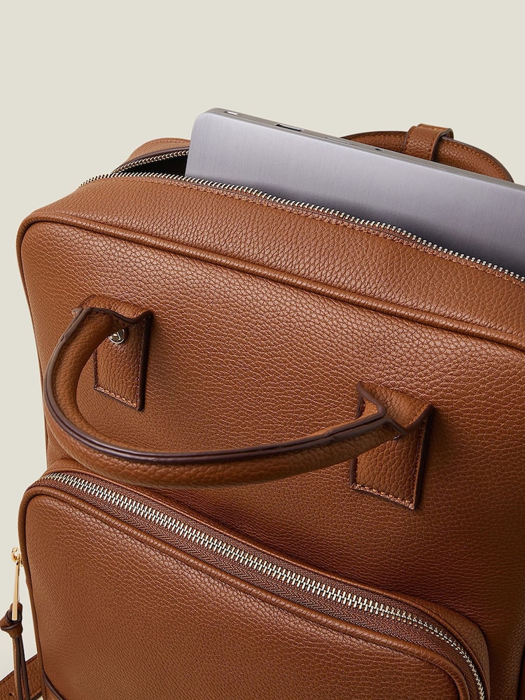 Accessorize Brown Pocket Handle Backpack - Image 4 of 4