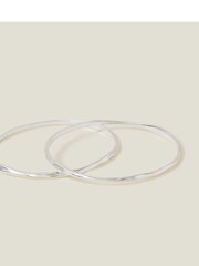 Accessorize Sterling Silver Plated Molten Bangles 2 Pack - Image 2 of 3