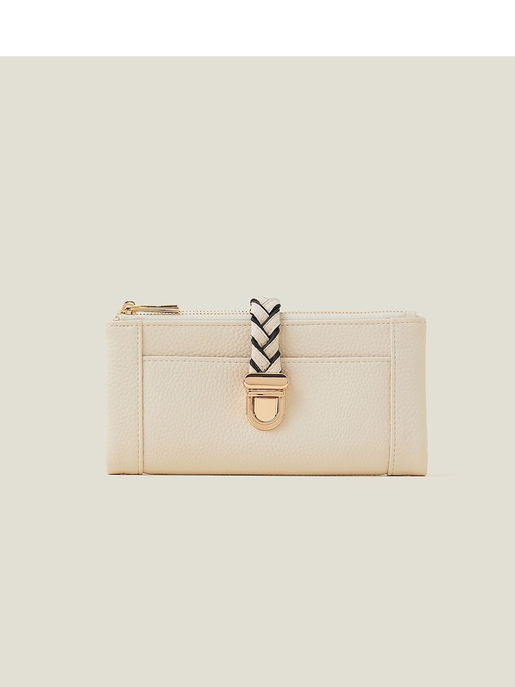 Accessorize Cream Plait Push Lock Purse - Image 1 of 3