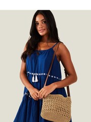 Accessorize Brown Raffia Cross-Body Bag - Image 1 of 4