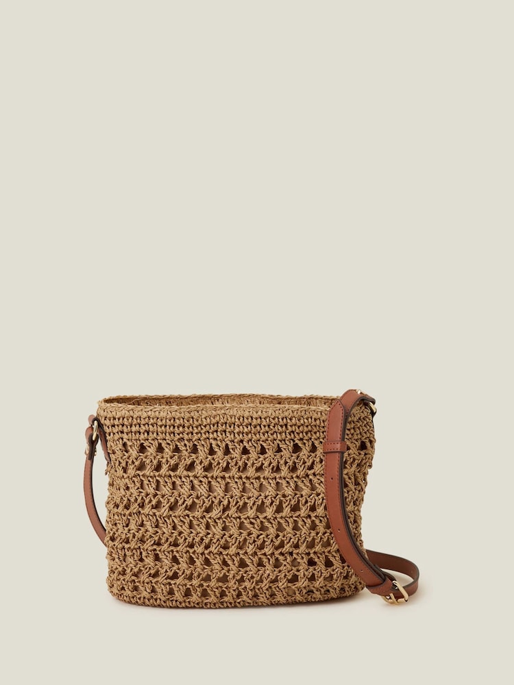 Accessorize Brown Raffia Cross-Body Bag - Image 2 of 4