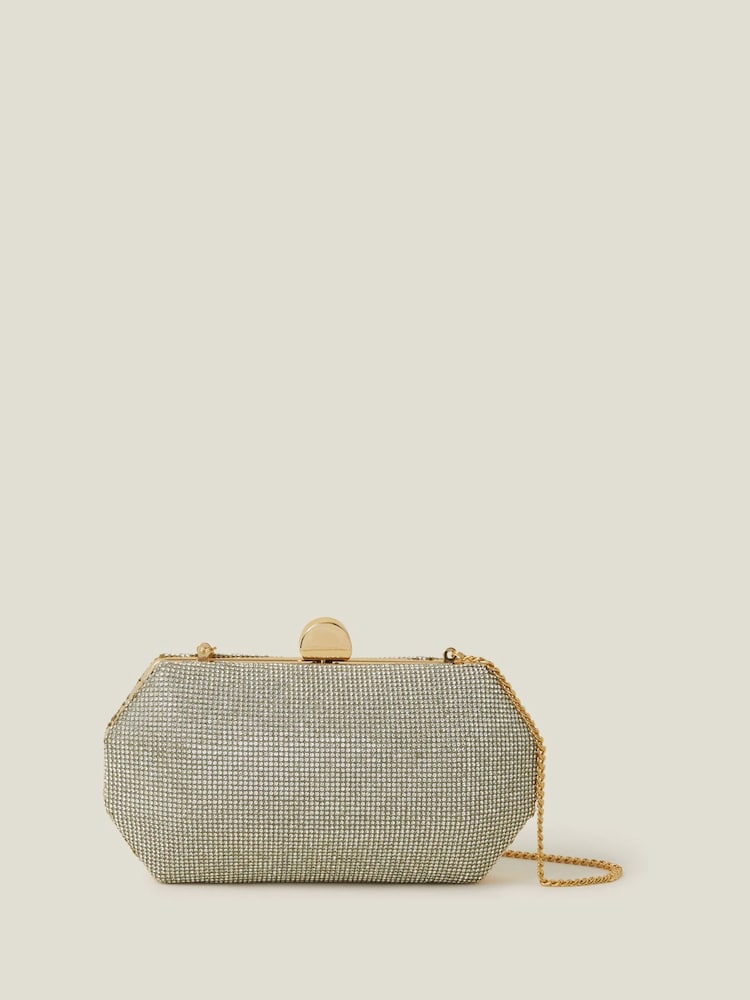 Accessorize Silver Diamanté Hardcase Clutch - Image 1 of 3