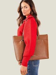 Accessorize Brown Front Pocket Tote Bag - Image 1 of 4
