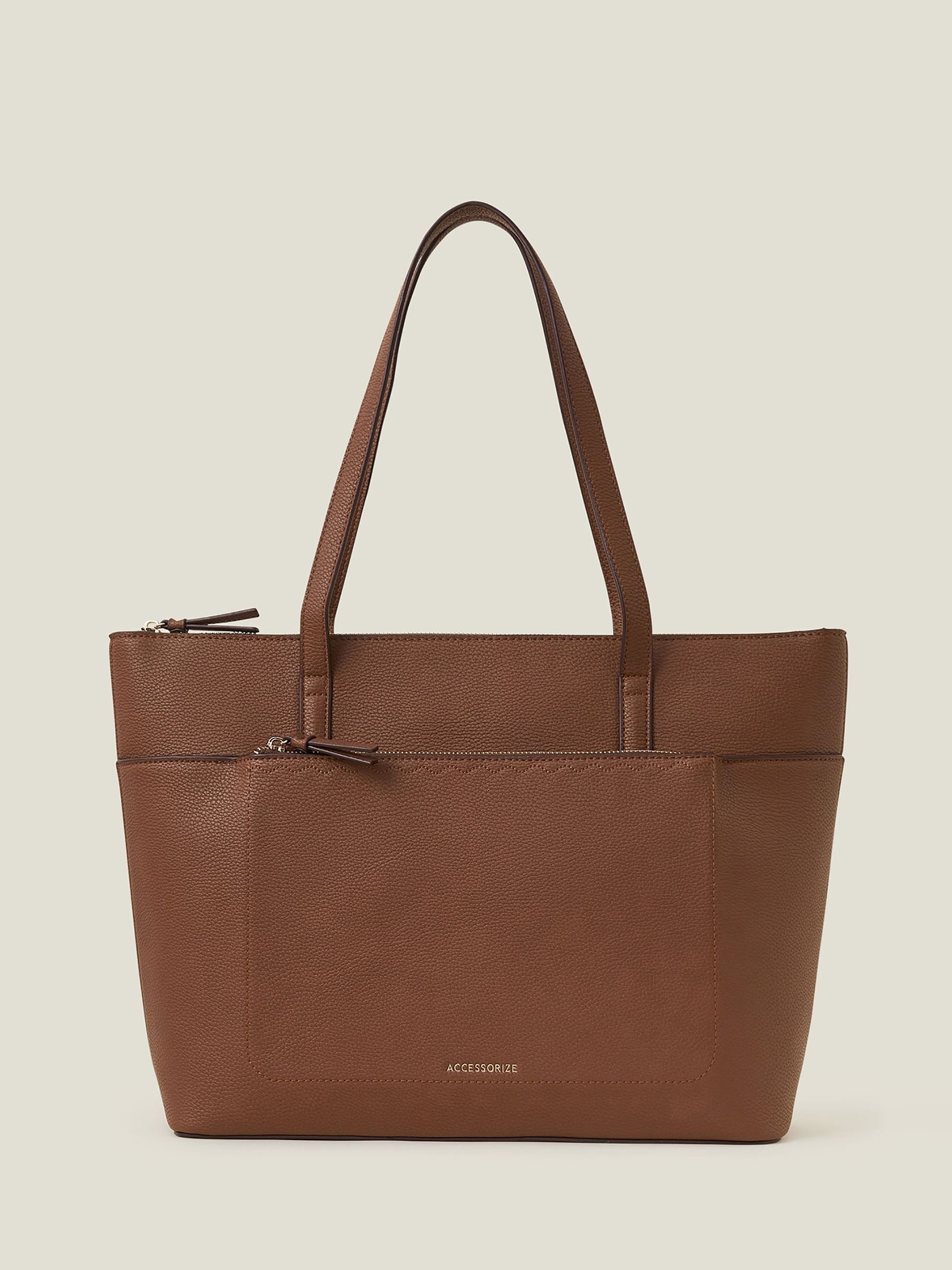Accessorize Brown Front Pocket Tote Bag