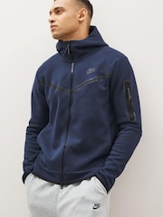 Nike Navy Tech Fleece Zip Through Hoodie - Image 1 of 7