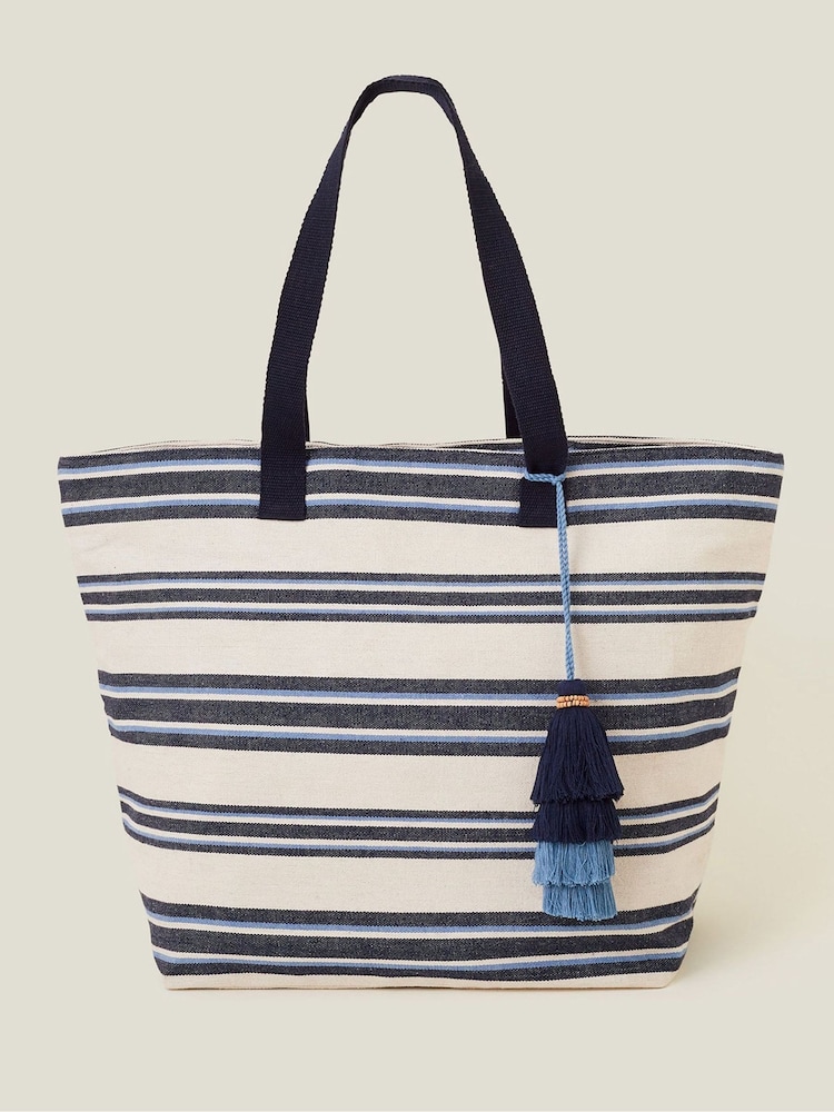 Accessorize Blue Stripe Beach Tote Bag - Image 2 of 5