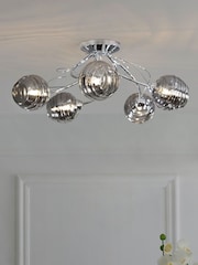 Smoke Grey Drizzle 5 Light Flush Ceiling Light - Image 1 of 6