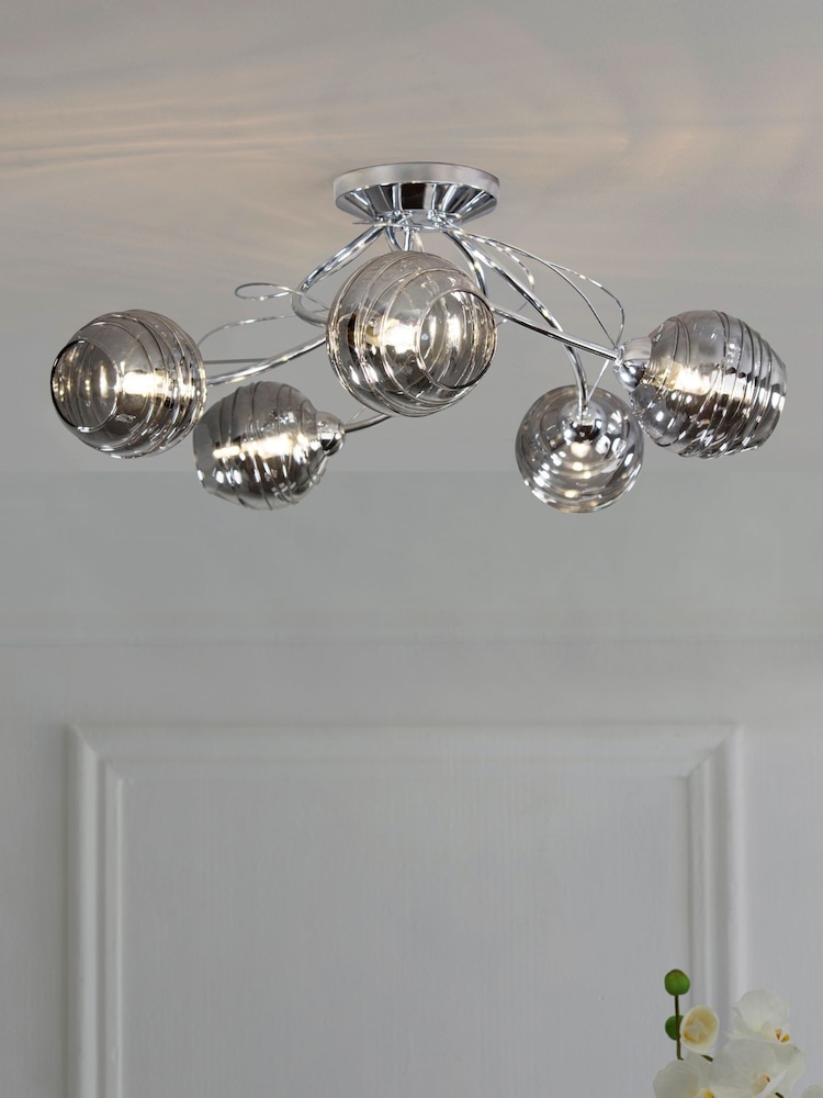 Smoke Grey Drizzle 5 Light Flush Ceiling Light - Image 1 of 6