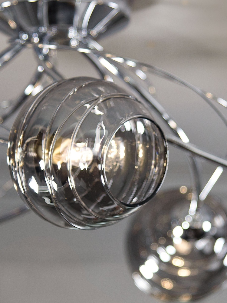 Smoke Grey Drizzle 5 Light Flush Ceiling Light - Image 2 of 6