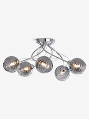 Smoke Grey Drizzle 5 Light Flush Ceiling Light - Image 4 of 6