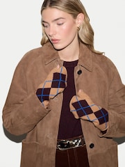 Jigsaw Wool Cashmere Argyle Mitten Gloves - Bilde 1 av 3