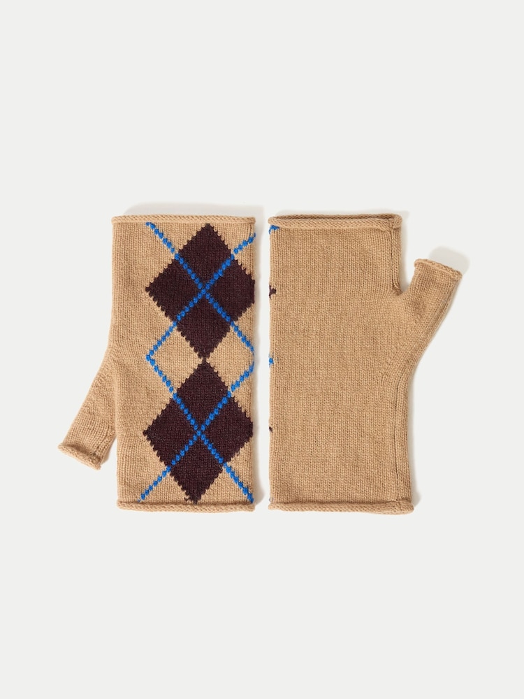 Jigsaw Wool Cashmere Argyle Mitten Gloves - Bilde 2 av 3