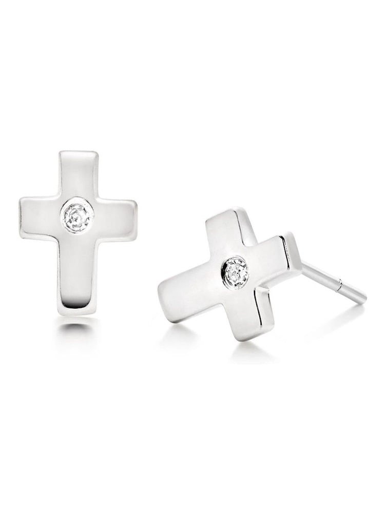 Beaverbrooks Childrens Diamond Cross Stud Earrings - Image 1 of 5