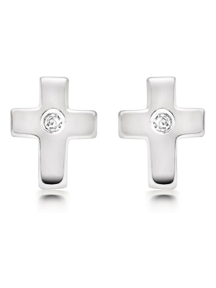 Beaverbrooks Childrens Diamond Cross Stud Earrings - Image 2 of 5