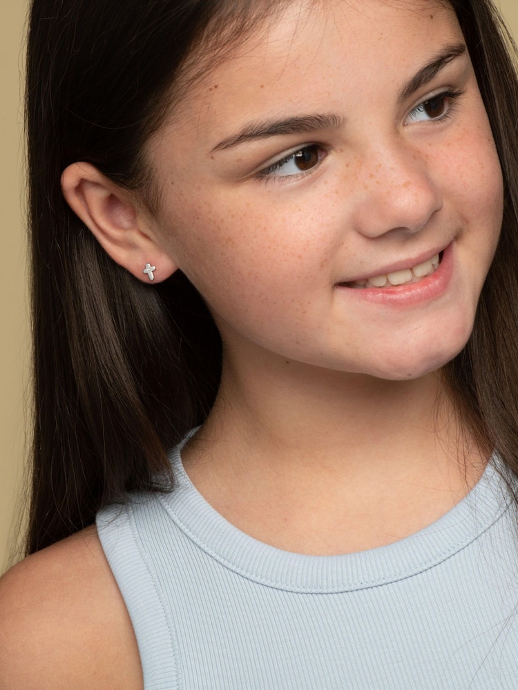 Beaverbrooks Childrens Diamond Cross Stud Earrings - Image 5 of 5