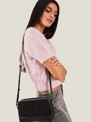 Accessorize Black Suedette Classic Cross-Body Bag - Image 1 of 4