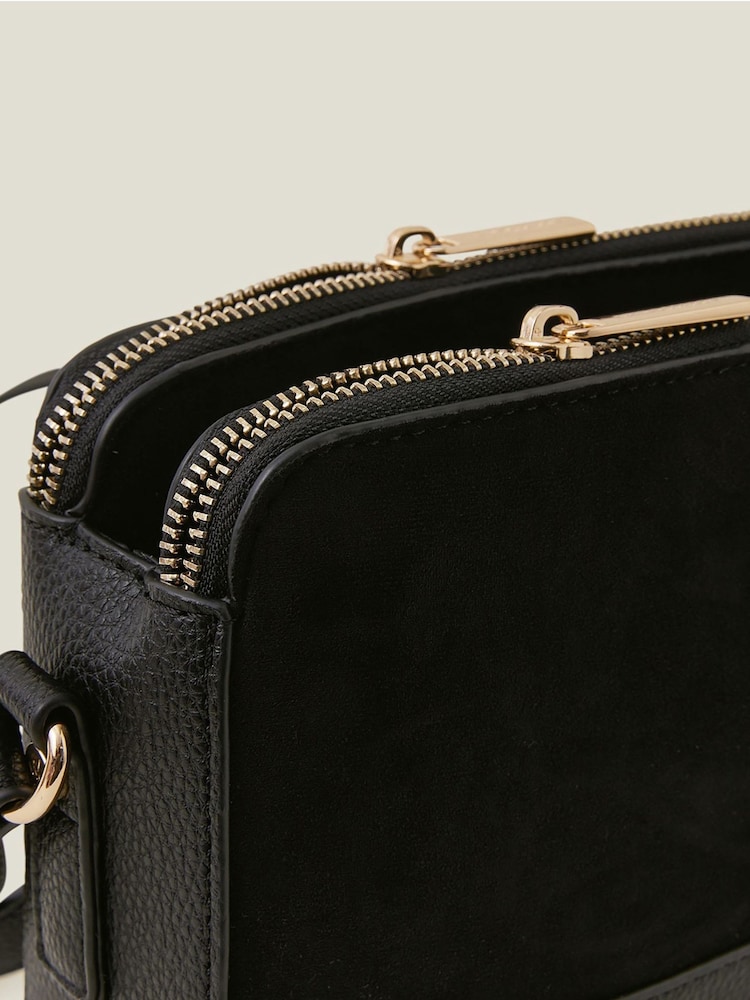 Accessorize Black Suedette Classic Cross-Body Bag - Image 4 of 4