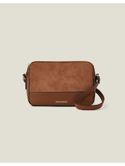 Accessorize Brown Suedette Classic Cross-Body Bag - Image 1 of 4